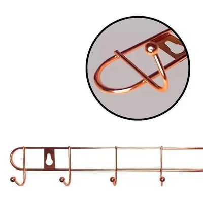 Cabideiro De Parede Rose Gold Suporte Aramado 8 Ganchos Organizador Guarda Roupas Toalhas Multiuso Utensilios Domesticos