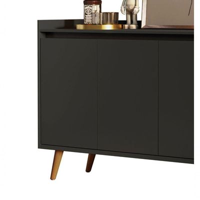 Buffet Aparador Retrô Delux 4 Portas Preto - Moveisaqui