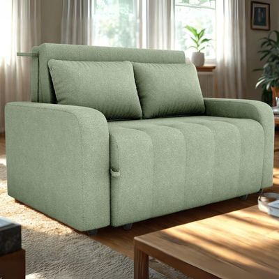 Sofa Cama 2 Lugares 138 Cm Amora Tecido Boucle F494 Milani Store Oliva