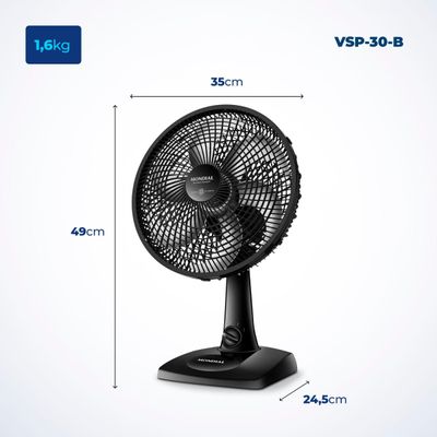 Ventilador de Mesa 30cm 6 Pás Preto Mondial 127V 127V