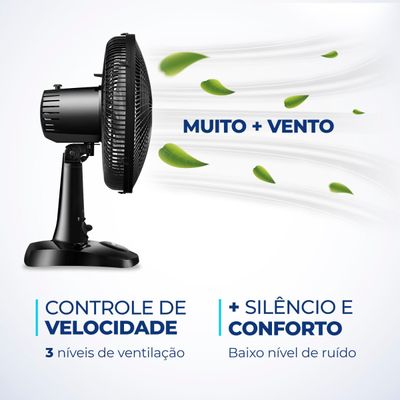Ventilador de Mesa 30cm 6 Pás Preto Mondial 127V 127V