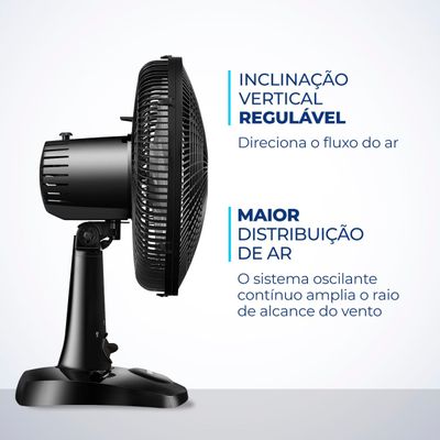 Ventilador de Mesa 30cm 6 Pás Preto Mondial 127V 127V