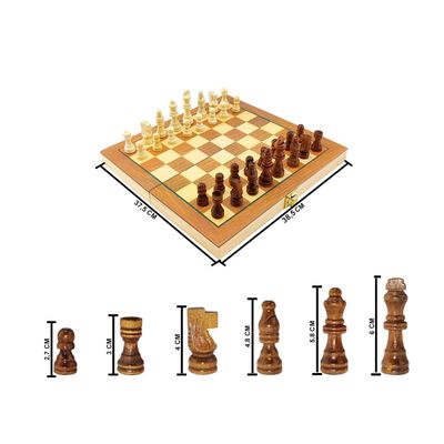 Jogo de Xadrez e Dama Caixa Tabuleiro de Madeira Dobrável 2 em 1 Grande 37,5x38,5cm Hoyle Games
