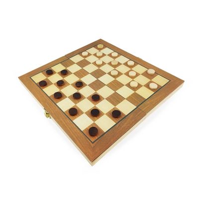 Jogo de Xadrez e Dama Caixa Tabuleiro de Madeira Dobrável 2 em 1 Grande 37,5x38,5cm Hoyle Games