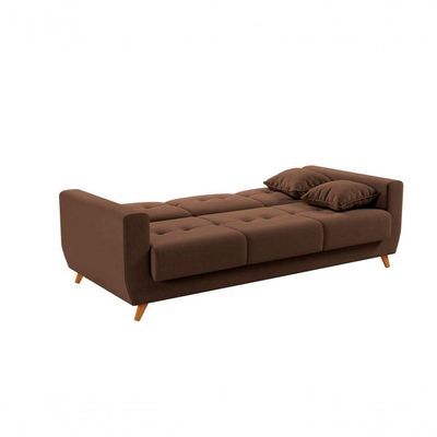 Sofá Cama Casal Reclinável Com Baú Pamela - Turkey Chocolate