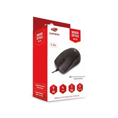 Mouse Usb C3tech Ms-29bk 1000dpi 2mt Preto