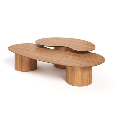 Conjunto Mesa De Centro Orgânica Lake Em Madeira