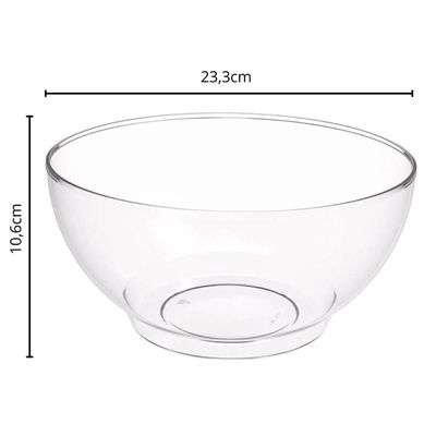 Tigela Grande Crippa Travessa Redonda 3,1L Transparente Servir Salada Sobremesa