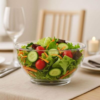 Tigela Grande Crippa Travessa Redonda 3,1L Transparente Servir Salada Sobremesa