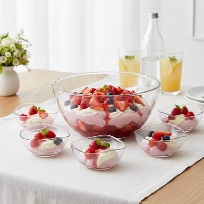 Tigela Grande Crippa Travessa Redonda 3,1L Transparente Servir Salada Sobremesa