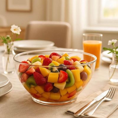 Tigela Grande Crippa Travessa Redonda 3,1L Transparente Servir Salada Sobremesa