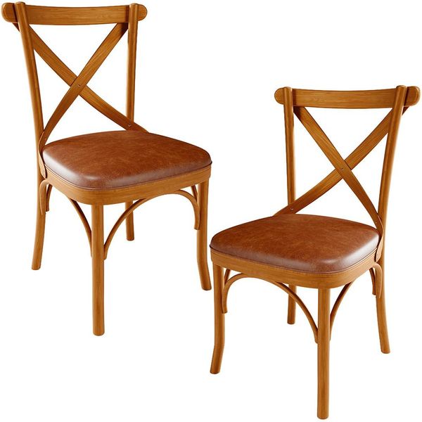 Kit 02 Cadeiras Para Sala de Jantar e Estar Living Estofada Ávila L02 Couríssimo Camel - Lyam