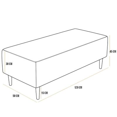 Kit 02 Puffs Decorativo Sala de Estar Bali W01 Pés Palito 120x50cm Couríssimo Canela - Lyam Decor