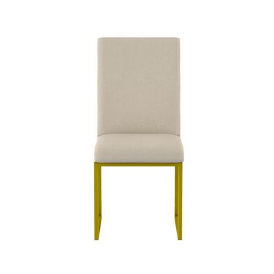 Cadeira Para Mesa Jantar Com Base De Ferro Dourado - Balaqui Bege