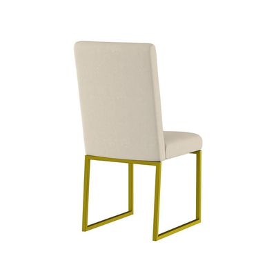 Cadeira Para Mesa Jantar Com Base De Ferro Dourado - Balaqui Bege