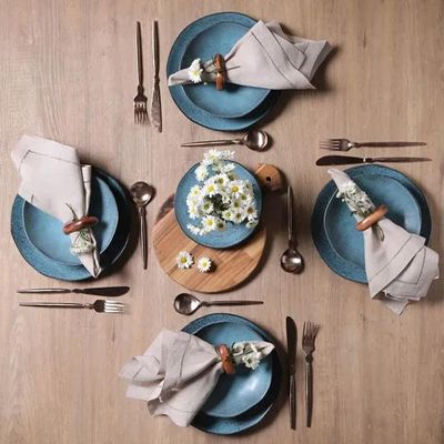 Aparelho de Jantar 30 Peças Cerâmica Stoneware Orgânico Petroleum Porto Brasil Preto