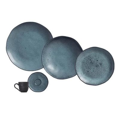 Aparelho de Jantar 30 Peças Cerâmica Stoneware Orgânico Petroleum Porto Brasil Preto