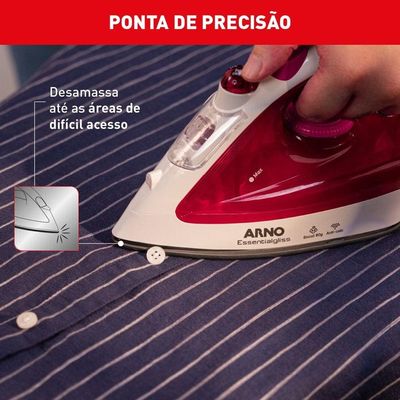 Ferro a Vapor Essentialgliss FMQ 1200W Base Antiaderente Arno Vermelho / 110V