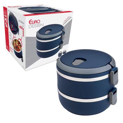 Marmita Lunch Box em Plástico e Aço Inox Euro Home Azul