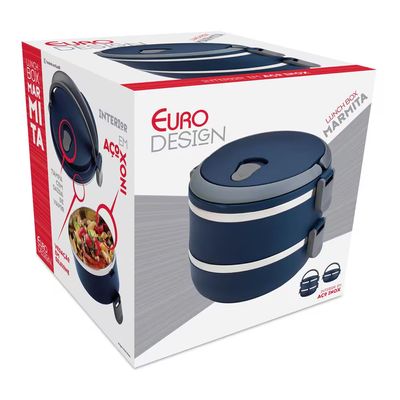 Marmita Lunch Box em Plástico e Aço Inox Euro Home Azul