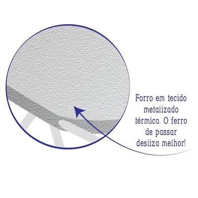 Tábua de Passar Roupa Luxo com Ponta e Suporte para Ferro Utimil Branco com Cinza