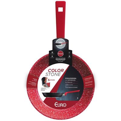 Frigideira Colorstone Antiaderente, Cabos de Baquelite 26 cm Euro Vermelho e Preto
