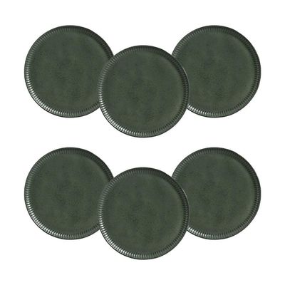 Conjunto de Pratos Rasos Linhas Greenery 27,5cm 6 Peças Porto Brasil Verde