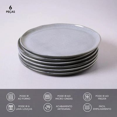Conjunto de Pratos Rasos Bio Dust 27,5cm 06 Peças Porto Brasil Preto
