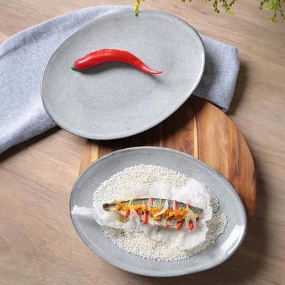 Conjunto de Pratos de Sobremesa Ovais Orgânico Dust 22,5cm 6 peças Porto Brasil Cinza