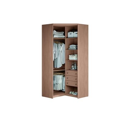 Guarda-Roupa Closet Modulado Toledo 2 Portas 3 Gavetas 6 Prateleiras Iluminação LED Santos Andirá Marrom