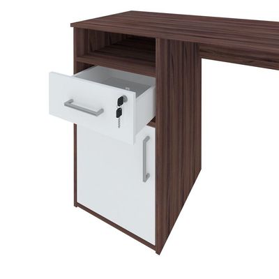 Mesa Para Escritório Escrivaninha Home Office Hall A02 Ipê Branco - Lyam Decor