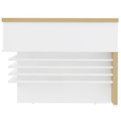 Balcão Para Recepção Escritório Office Atria Executiva 147x147cm A02 Carvalho Branco - Lyam Decor