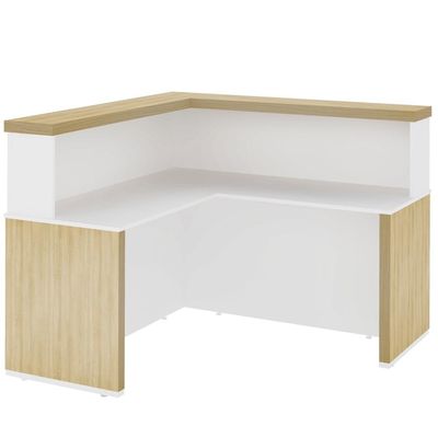 Balcão Para Recepção Escritório Office Atria Executiva 147x147cm A02 Carvalho Branco - Lyam Decor