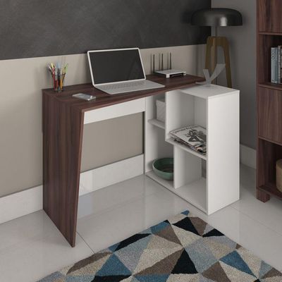 Mesa Para Escritório Escrivaninha Home Office Urban A02 Ipê Branco - Lyam Decor