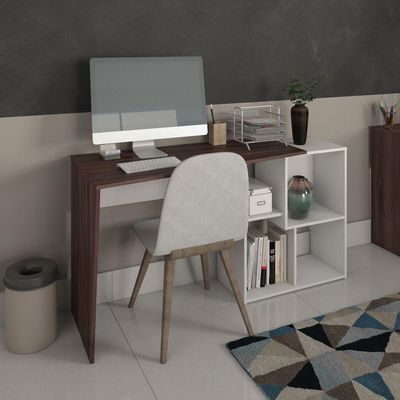 Mesa Para Escritório Escrivaninha Home Office Urban A02 Ipê Branco - Lyam Decor