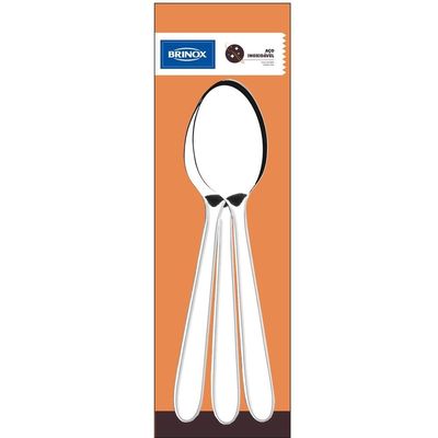 Conjunto de Colheres de Mesa Lyon 3 Peças Acabamento Polido Inox Brinox Inox