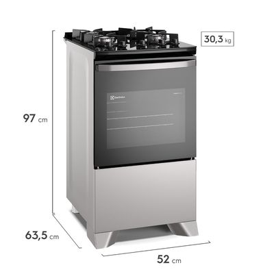 Fogão 4 bocas Electrolux Cinza Efficient Mesa Vidro, Tripla Chama e PerfectCook (FE4GG) Bivolt