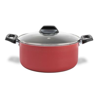 Caçarola Brinox Ruby Pro-Flon Antiaderente 3,4L 22cm Tampa de Vidro Vermelho
