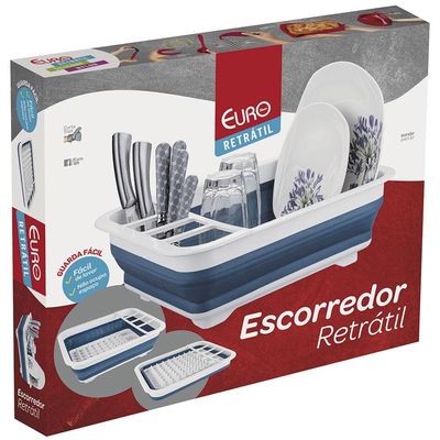 Escorredor de Pratos Retrátil Euro Azul
