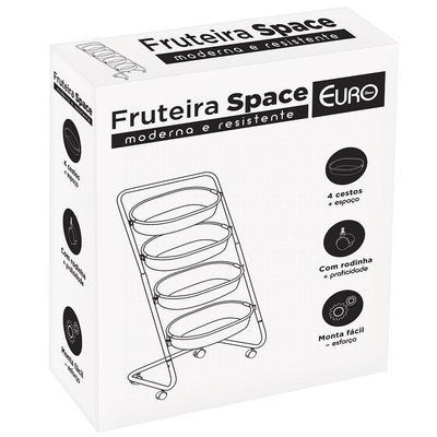 Fruteira Space em Aço com 4 Cestos 85 cm Euro Cromado