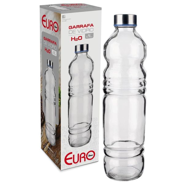Garrafa Euro Home H2O em Vidro 1 L Transparente