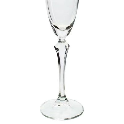 Conjunto de Taças para Champanhe Elizabeth em Cristal Ecológico Silver Rim 200 ml 6 Peças Bohemia Transparente