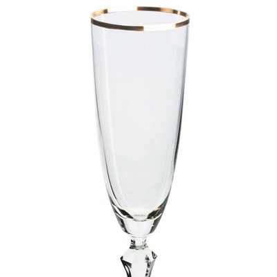 Conjunto de Taças para Champanhe Elizabeth em Cristal Ecológico Silver Rim 200 ml 6 Peças Bohemia Transparente