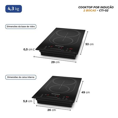 Cooktop de Indução 2 Bocas Mondial CTI-02 Preto / 220V