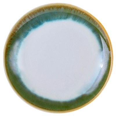 Prato Redondo Le Sentier em Cerâmica 20,7 cm L`Hermitage Branco com Verde