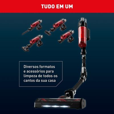 Aspirador de Po Vertical Sem Fio X-Force Flex 9.60 RH20 2 em 1 250W LED Arno Vermelho / Bivolt