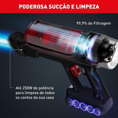 Aspirador de Po Vertical Sem Fio X-Force Flex 9.60 RH20 2 em 1 250W LED Arno Vermelho / Bivolt