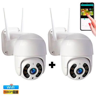 kit 2 Câmera Ip Externa Speed Dome Wifi Auto Tracking Ip66 Ptz