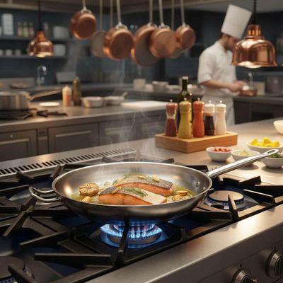 Frigideira Profissional de Indução 3,4L Brinox Aço Inox 32cm Fundo Triplo Restaurante Cozinha Indust