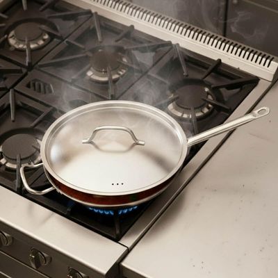 Jogo 2 Frigideiras Com Tampa Brinox Profissional em Aço Inox 24cm e 32cm Fundo Triplo Restaurante